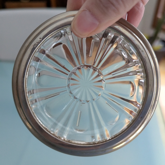 Vintage Coasters, Italian Silver Glass Crystal Coasters, Set of 4 Bar Decor - Picture 8 of 17